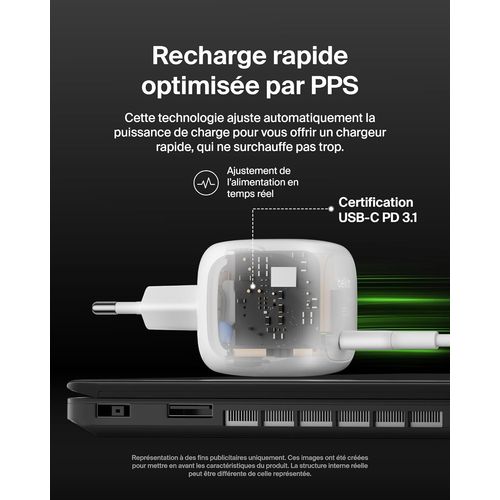 CHARGEUR SECTEUR USB-C 65W PD-PPS - BLANC - BELKIN - 5