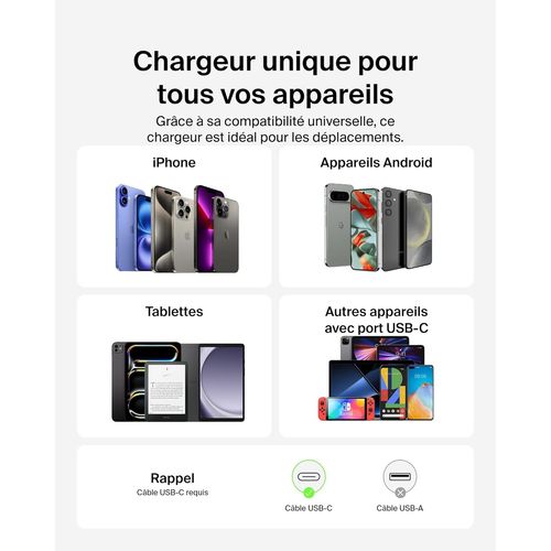 CHARGEUR SECTEUR USB-C 65W PD-PPS - BLANC - BELKIN - 7