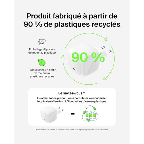 CHARGEUR SECTEUR USB-C 65W PD-PPS - BLANC - BELKIN - 8