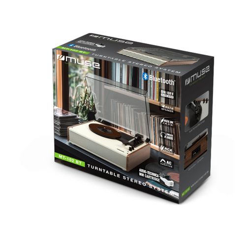 TOURNE-DISQUES VINYLES + FONCTION STEREO BLUETOOTH 2 x 5W + CELLULE AUDIO-TECHNICA - CREME - MUSE - 6