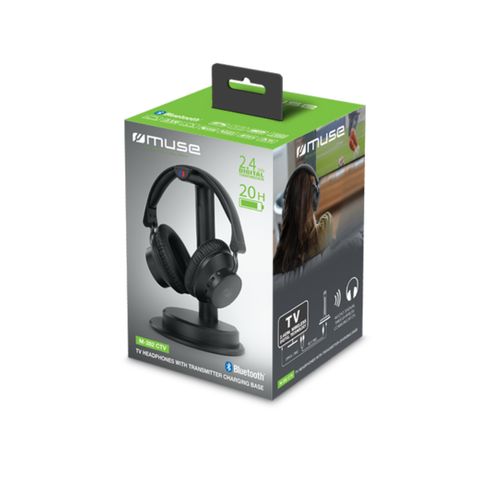CASQUE TV BLUETOOTH 5.3 + BASE CHARGE & ÉMETTEUR + LONGUE AUTONOMIE - NOIR - MUSE - 8