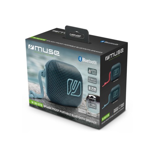 ENCEINTE BLUETOOTH PORTABLE 5W - PREMIUM AVEC BASS BOOST - IPX4 - BLEU CIEL - MUSE - 5