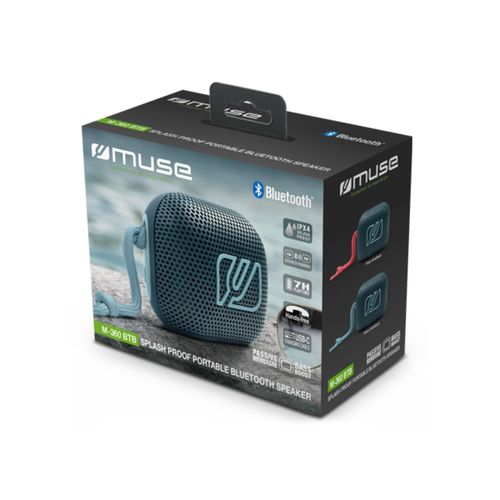 ENCEINTE BLUETOOTH PORTABLE 5W - PREMIUM AVEC BASS BOOST - IPX4 - BLEU CIEL - MUSE - 5