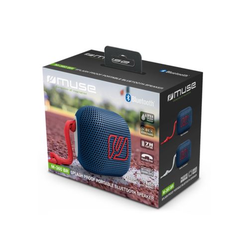 ENCEINTE BLUETOOTH PORTABLE 5W - PREMIUM AVEC BASS BOOST - IPX4 - BLEU - MUSE - 5