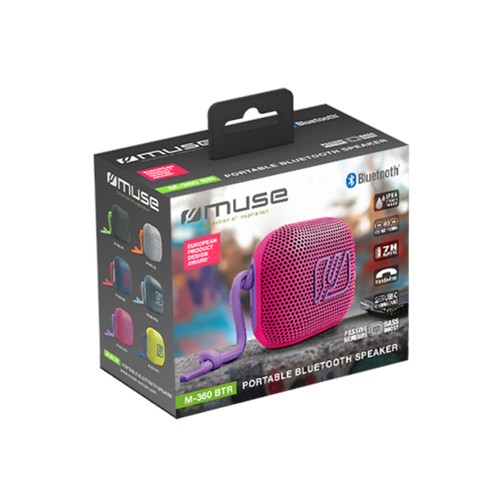 ENCEINTE BLUETOOTH PORTABLE 5W - PREMIUM AVEC BASS BOOST - IPX4 - ROSE - MUSE - 5