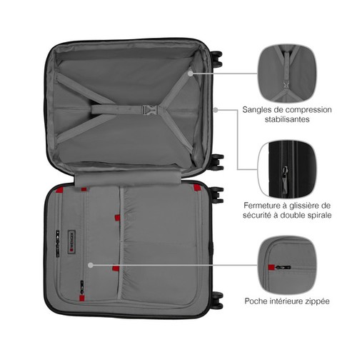 BAGAGE CABINE AVEC COMPARTIMENT POUR ORDINATEUR PORTABLE - SYNTRY - NOIR/GRIS CHINÉ - WENGER - 9