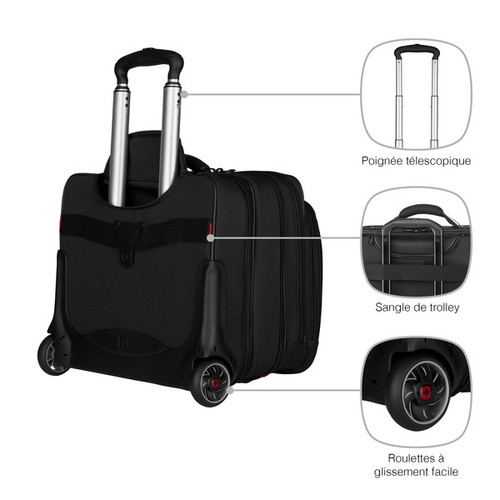 ENSEMBLE BUSINESS 2 PIÈCES AVEC TROLLEY ET SACOCHE COORDONNÉE INCLUSE POUR ORDINATEUR PORTABLE 15,6'' - PATRIOT - NOIR - WENGER - 10