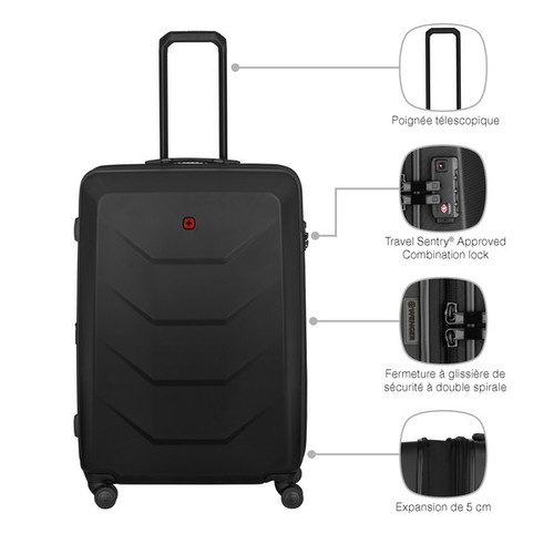 GRANDE VALISE RIGIDE - PRYMO LARGE - NOIR - WENGER - 11