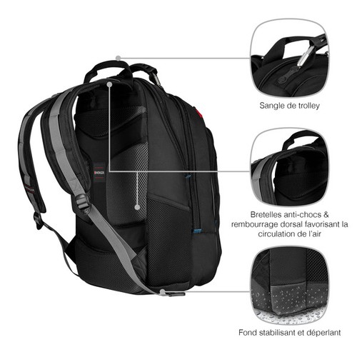 SAC À DOS POUR ORDINATEUR PORTABLE 17'' - CARBON - NOIR - WENGER - 9