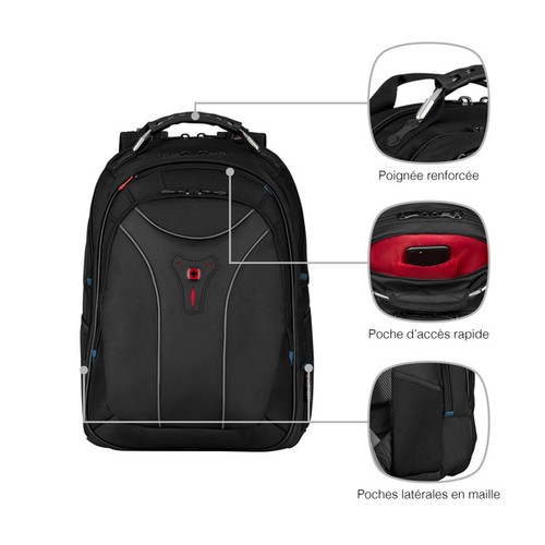 SAC À DOS POUR ORDINATEUR PORTABLE 17'' - CARBON - NOIR - WENGER - 10