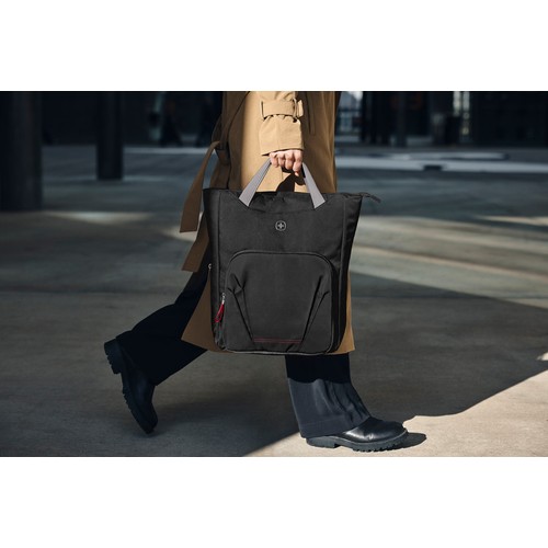 SAC À MAIN POUR ORDINATEUR PORTABLE 15.6'' AVEC POCHE POUR TABLETTE - MOTION VERTICAL TOTE - CHIC NOIR - WENGER - 9