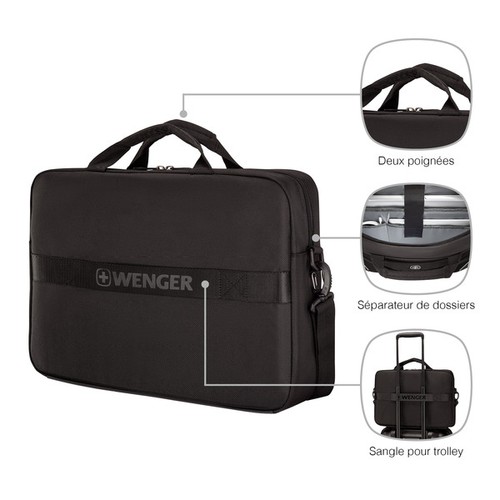 SACOCHE POUR ORDINATEUR PORTABLE 16’’ AVEC POCHE POUR TABLETTE - XE COMPACT BRIEF 16 - BLACK - WENGER - 10