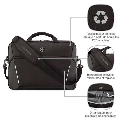 SACOCHE POUR ORDINATEUR PORTABLE 16’’ AVEC POCHE POUR TABLETTE - XE COMPACT BRIEF 16 - BLACK - WENGER - 9