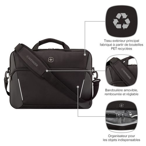 SACOCHE POUR ORDINATEUR PORTABLE 16’’ AVEC POCHE POUR TABLETTE - XE COMPACT BRIEF 16 - BLACK - WENGER - 9
