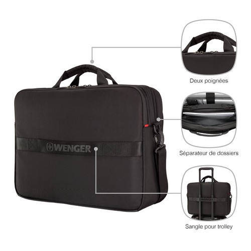 SACOCHE POUR ORDINATEUR PORTABLE 17’’ AVEC POCHE POUR TABLETTE - XE BRIEF 17 - BLACK - WENGER - 10