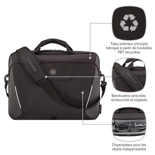 SACOCHE POUR ORDINATEUR PORTABLE 17’’ AVEC POCHE POUR TABLETTE - XE BRIEF 17 - BLACK - WENGER - 9