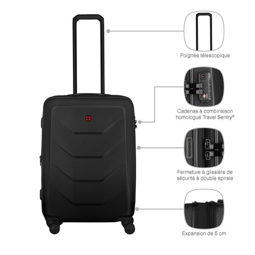 VALISE RIGIDE DE TAILLE MOYENNE - PRYMO MEDIUM - NOIR - WENGER - 9