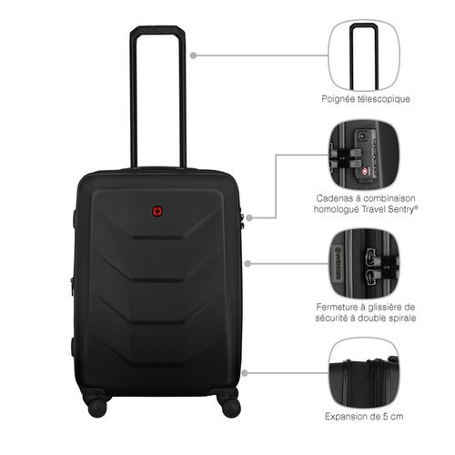 VALISE RIGIDE DE TAILLE MOYENNE - PRYMO MEDIUM - NOIR - WENGER - 9