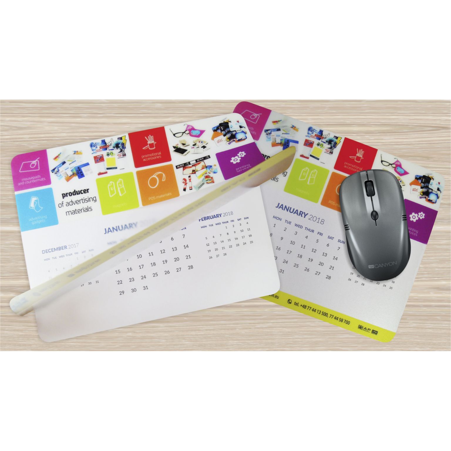 2en1 - Tapis de souris et calendrier personnalisé avec 12 pages détachables